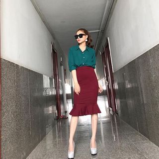chân váy đuôi cá vải umi dài 68cm