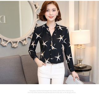 Áo Sơ Mi Hàn Quốc Sao Biển Cổ V