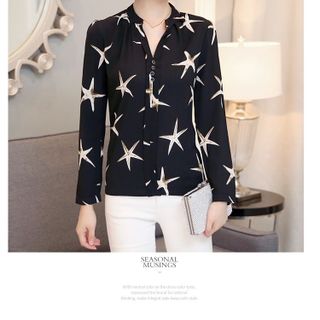 Áo Sơ Mi Hàn Quốc Sao Biển Cổ V