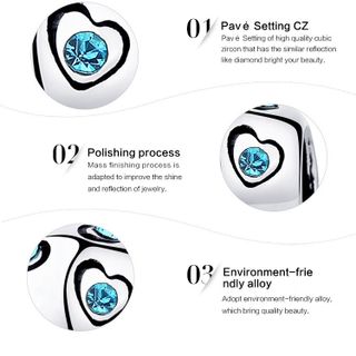 5320 Hạt charm bạc quà tặng tình yêu mang sắc xanh ngọt ngào
