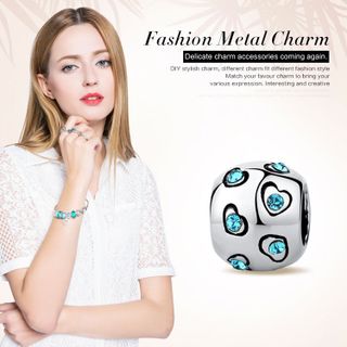 5320 Hạt charm bạc quà tặng tình yêu mang sắc xanh ngọt ngào