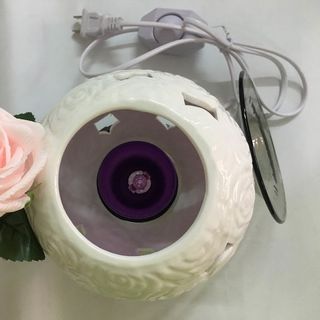 Đèn đốt tinh dầu điện gốm hoa hồng trắng