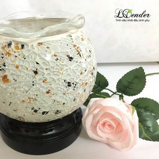 Đèn đốt tinh dầu điện pha lê đốm sắc