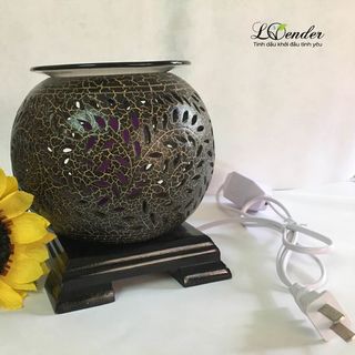 Đèn đốt tinh dầu điện gốm lá nâu