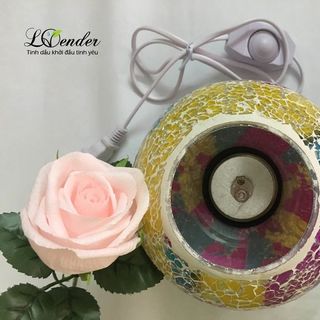 Đèn đốt tinh dầu điện pha lê tứ sắc
