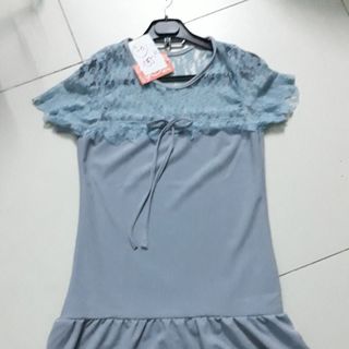 Đầm suông thun cát Hàn phối ren