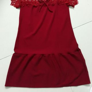 Đầm suông thun cát Hàn phối ren