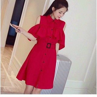 Đầm sơmi kiểu rớt vai siêu xinh