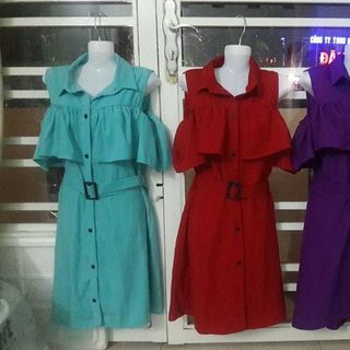 Đầm sơmi kiểu rớt vai siêu xinh