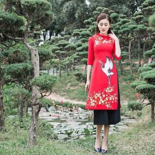 SÉT AO DÀI CHÂN VÁY TUYẾT SA CAT GIẤY