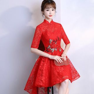 ĐẦM REN XÒE CỔ TÀU ÉP HOA THÊU giá sỉ