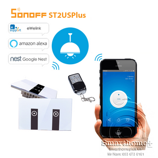 Công Tắc Cảm Ứng Điều Khiển Wifi và RF Sonoff SHP ST2USPlus giá sỉ