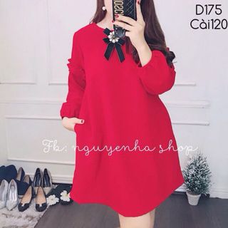 Đầm suông đỏ tay lỡ xinh tươi