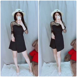 Jumpsuit tay dài lưới bi