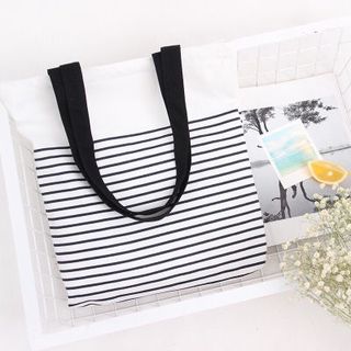 Túi vải canvas trắng kẻ sọc