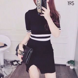 Đầm body len gân