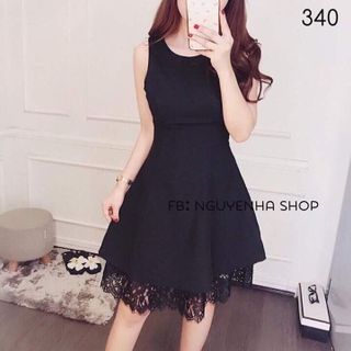 đầm suông tà phối ren