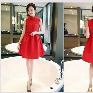 Đầm xòe kim tuyến phối ren