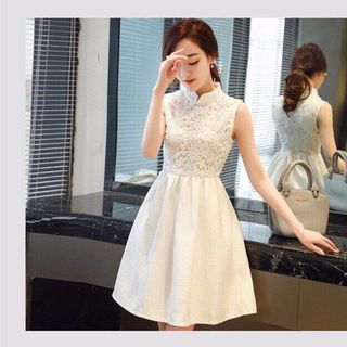 Đầm xòe kim tuyến phối ren