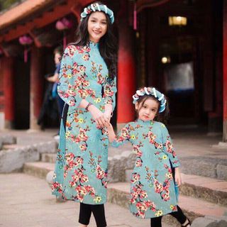 Set Áo Dài Mẹ Bé Kèm Mấn