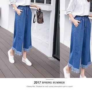 Quần jeans ống rộng cá tính trẻ trung năng động cho nữ 0502