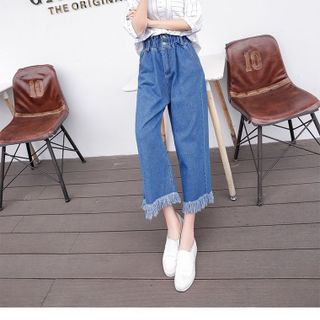 Quần jeans ống rộng cá tính trẻ trung năng động cho nữ 0502