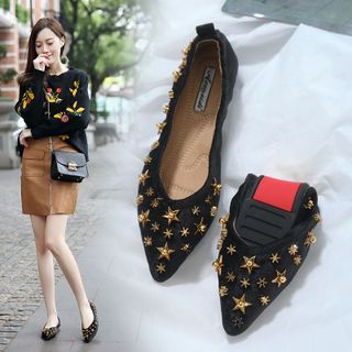 Giày BÚP BÊ đế bằng đính đá hình kim tự tháp mã 118-26