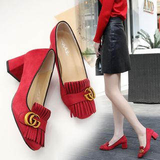 Giày cao gót đế vuông GG 5 phân mã F999-1A