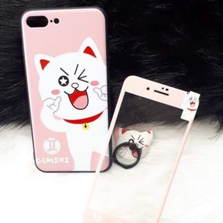 Ốp Lưng Kèm Cường Lực Có Nhẫn Hình Siêu Dễ Thương