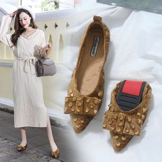 Giày BÚP BÊ đế bằng đính đá hình kim tự tháp mã 118-20