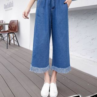 Quần jeans ống rộng cá tính trẻ trung năng động cho nữ 0502