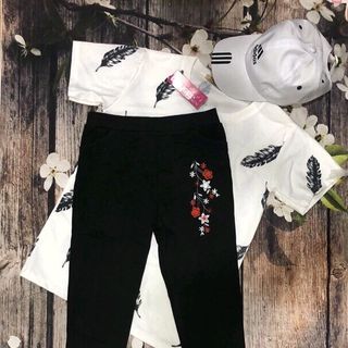 Quần legging thêu hoa