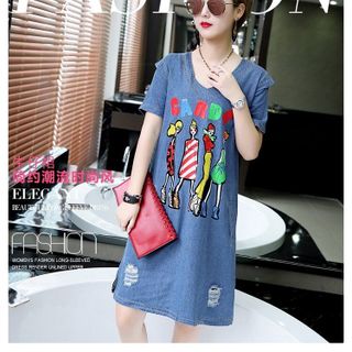 ĐẦM SUÔNG IN HỌA TIẾT 4 CÔ GÁI D0888
