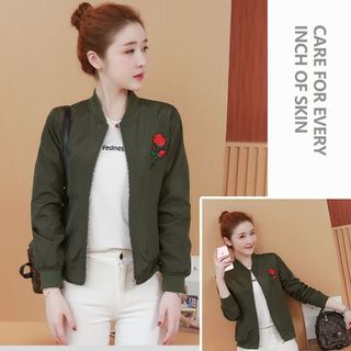 Áo Khoác Thể Thao Dù Hai Lớp Thêu Hoa Hồng