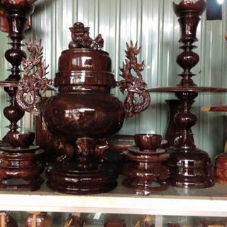 Bộ đồ thờ bằng gỗ chiu Liu 09 món