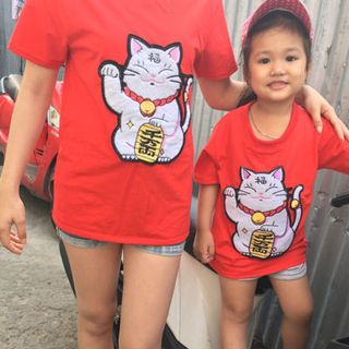 Áo Mèo Thần Tài vải cotton 100 thêu lông cực đẹp
