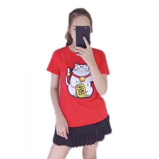 Áo Mèo Thần Tài vải cotton 100 thêu lông cực đẹp