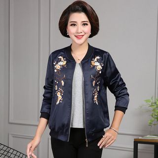 Áo Khoác Dù Xanh Đen Hai Lớp Thêu Hoa Mai Big Size