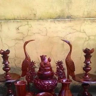 Bộ dòi thờ gỗ hương 11 món hàng chạm đẹp