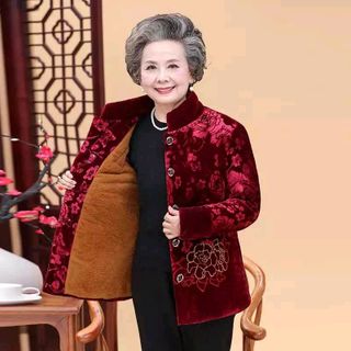 Áo khoác nhung lót lông cho bà