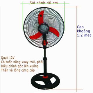 Quạt đứng 12V chạy ắc quy - quạt kẹp bình - quạt 12V