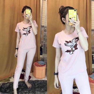 Bộ da cá thêu cò nguyên bảng