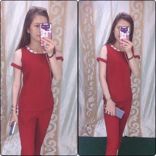 Bộ cát hàn viền cổ hoa tay ren