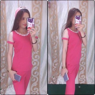 Bộ cát hàn viền cổ hoa tay ren