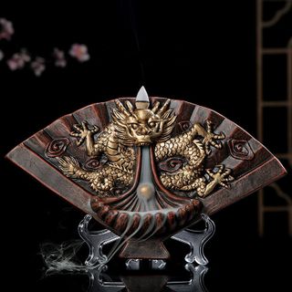 Quạt Rồng Gốm Đốt Trầm Hương