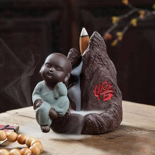 Thác Gốm Đốt Trầm Hương Hình Chú Tiểu Suy Nghĩ