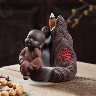 Thác Gốm Đốt Trầm Hương Hình Chú Tiểu Suy Nghĩ