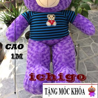 Gấu bông Teddy khổ vải 1m2 Cao 1M màu Tím Cà giá sỉ