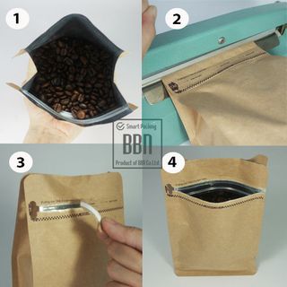 Túi pocket zipper giấy kraft 10x245cm đựng 300g