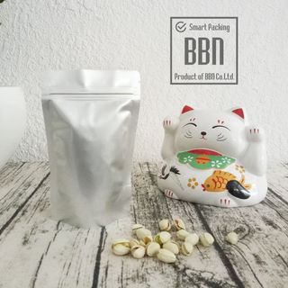 Túi zipper đáy đứng mặt trong mặt bạc 15x22cm đựng 250g
